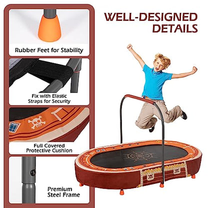 Kids Trampoline with Handle, Mini Rebounder Double Trampoline for 2 Kids w/Safety Pad, Foldable Exercise Trampoline for Toddlers Boys Girls Indoor Outdoor Cardio Max Load 200 lbs
