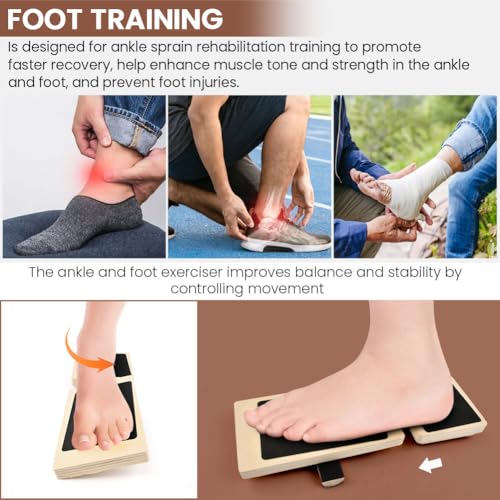 Ankle Balance Board for Standing Desk - 360° Anti-Fatigue Wobble Board with Adjustable Wooden Bars, Non-Slip Balance Trainer for Ankle Strength, Core Stability & Home/Gym Exercise