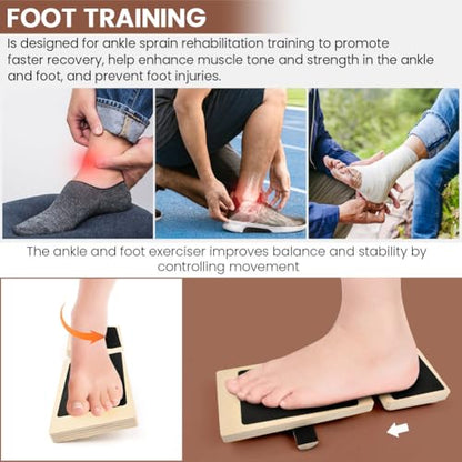 Ankle Balance Board for Standing Desk - 360° Anti-Fatigue Wobble Board with Adjustable Wooden Bars, Non-Slip Balance Trainer for Ankle Strength, Core Stability & Home/Gym Exercise