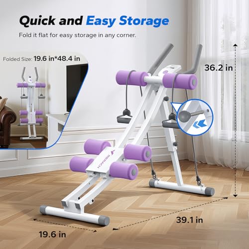 MERACH Ab Machine, Adjustable Dual Track Ab Trainer, Ab Workout Equipment - color: WHITE&PURPLE