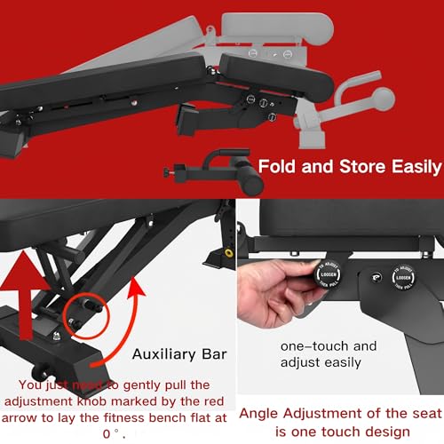 YOUTEN 1300 LB Weight Bench With Headrest Heavy Capacity | 9-4-4 90° Adjustable Incline Decline Exercise Chair for Home Gym More Stable and Durable | Foldable Training Lifting Bench | Dragon Flag Handle for Abdominal Arm Workout 2025 New Version