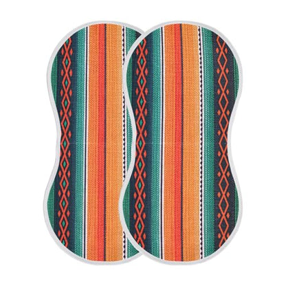 Mexican Ethnic Stripes Muslin Burp Cloths 4 Pack - Extra Large 22"x11", 4-Layer Soft Absorbent Cotton, Waterproof Backing, Baby Drool Rags for Newborn