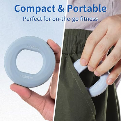 Hand Grip Strengthener, Fingers Exerciser - Silicone Rings for Muscle Training Sports Rock Climbing Finger Rehabilitation,6 Resistance Levels - color: Blue(40/50LB)with Box