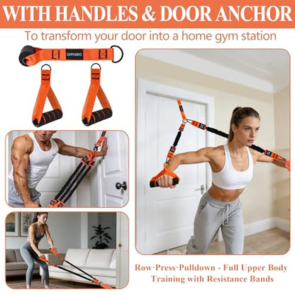 Pull Up Assistance Bands, 375lbs Heavy Duty Pullup Assist Band Set with 5 Resistance Bands, Adjustable Strap, Comfortable Foot/Knee Rest, Handles & Door Anchor for Home Gym Strength Training