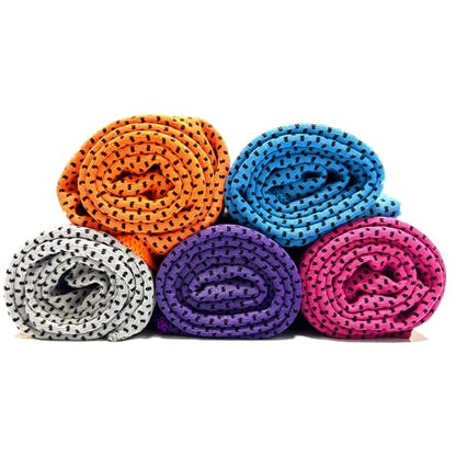 5 Pack Cooling Towel 47"x13.78"(120x35cm) Microfiber, Soft Breathable Chilly Towel Stay Cool for Yoga, Sport, Gym, Workout, Camping, Fitness, Running(5, Grey+Blue+Rose Red+Purple+Orange)