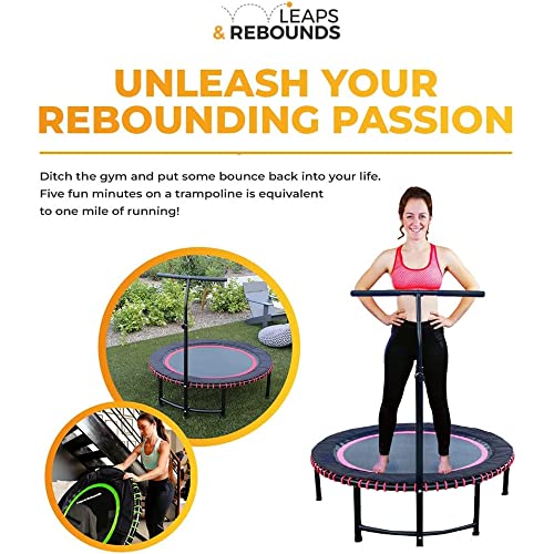 Leaps & ReBounds: Adjustable Stabilizer Bar - Fits All L&R Fitness Trampolines - Grippable & Cushy Foam Handles - Easy Assembly, Slips Over Existing Legs - Trampoline Sold Separately