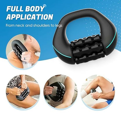 Electric Handheld Rolling Massager - Percussive Massager, Targeting Knots with Precision Deeply Relieve Muscle Soreness, Improve Blood Circulation, 3-Speed Spin for Back, Shoulders, Legs. (Black)