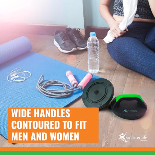 SmarterLife Push-Up Bar for Men & Women - Push-Up Handles for Floor to Prevent Elbow & Wrist Strain, Wide Grips with Non-Slip Rubber Pads for Comfort - Two Push-Up Bars & Workout Guide Included