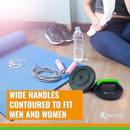 SmarterLife Push-Up Bar for Men & Women - Push-Up Handles for Floor to Prevent Elbow & Wrist Strain, Wide Grips with Non-Slip Rubber Pads for Comfort - Two Push-Up Bars & Workout Guide Included