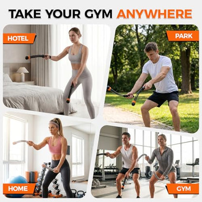 Weighted Ropeless Battle Ropes, 1.6-3lbs Adjustable Resistance Cordless Battle Ropes with Storage Bag & Poster, Portable Home Gym Workout Ropes for HIIT & Strength Training