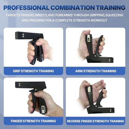 Grip Strength Trainer with Finger Exerciser, Digital Counter Adjustable Hand Grip Strengthener Trigger-Style Grip Strength Trainer, Index-finger Squeeze Trainer for Strength Training, Recovery and Muscle Building