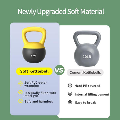 Soft Kettlebell 5lb 10lb 20lb, Strength Training Kettlebells for Womens, Kettle Bell with Iron Sand Filled, Non-Slip Handle Weights for Home Gym Workout