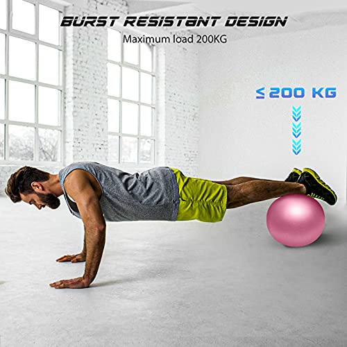 Cikyner Soft Pilates Ball, Small Exercise Ball 9 Inch Mini Gym Ball with Inflatable Straw, Suitable for Pilates, Yoga, Full Body Training, Physical Therapy and Balance improving at Home, Gym & Office - color: Pink