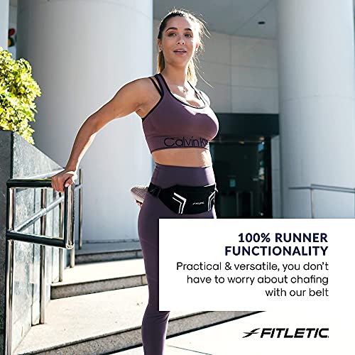 Fitletic Modern Sports Running Belt For Men & Women – Water Resistant Pouch - Fits All Smart Phones- Lightweight, Low Profile Design –Lycra Coated With Inner Card Organizer Pocket - color: Silver