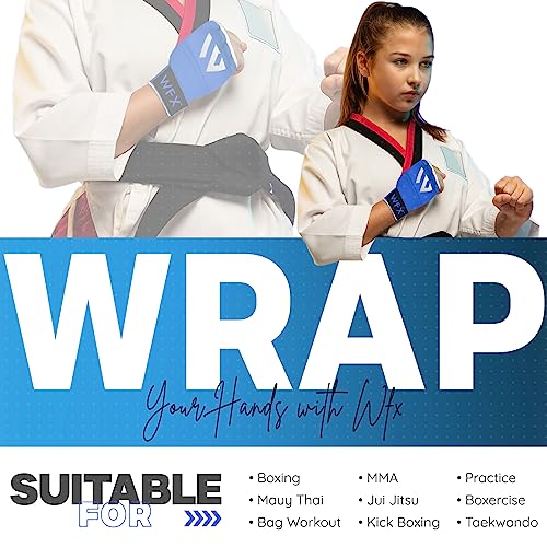 WFX Kids Junior Boxing Hand Wraps Inner Gloves Gel Padded Elasticated Padded Fist Under Gloves Pair Combat Sports for Young Fighters Gel Boxing Hand Wraps - color: Blue