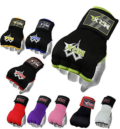 MRX Boxing Hand Wraps Inner Gloves for Punching – Knuckle and Fist Protection – Elasticated Padded Under Mitts with Quick Long Wrist Wrap – Great for MMA, Muay Thai, Kickboxing & Martial Arts Training
