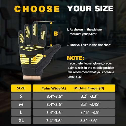 Workout Gloves for Men Women with Anti-Slip Shock-Absorbing Pad, Light Weight Full Finger Gloves Touch Screen Breathable for Gym, Weightlifting,Rowing and Basketball and Cycling - size: Medium