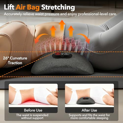 Smooth Spine Triple Fusion Back Massager with Heat - Sciatica Pain Relief & Spine Decompression Device, Deep Tissue Massager for Lower Back Pain, Office Chair and Home Use for Chronic Pain Solution