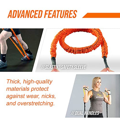 Slastix Toner Resistance Bands with Handles | Safe Sleeve Exercise Bands for Strength Training, Full Body Workouts, and Home Gym Fitness