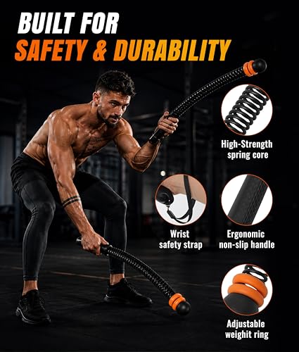 2-Pack Weighted Ropeless Battle Ropes, Portable Cordless Battle Rope Sticks For Home Gym, Office, Non-Slip Handles Workout Exercise Ropes For HIIT, Cardio & Strength Training For Men & Women
