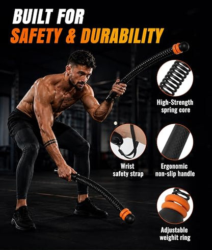 2-Pack Weighted Ropeless Battle Ropes, Portable Cordless Battle Rope Sticks For Home Gym, Office, Non-Slip Handles Workout Exercise Ropes For HIIT, Cardio & Strength Training For Men & Women