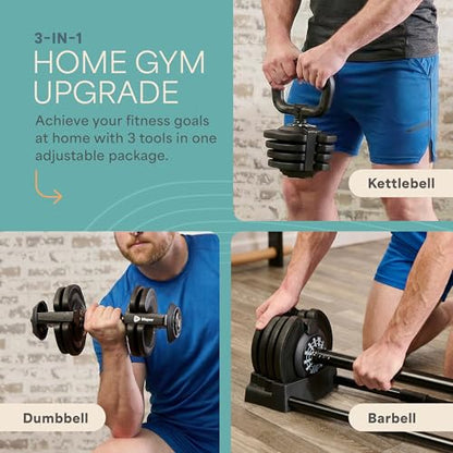 Lifepro Adjustable Dumbbells Set – Quick Adjustment, Anti Slip Handle – Space Saving & Strength Training Weights for Home Gym Exercise & Fitness