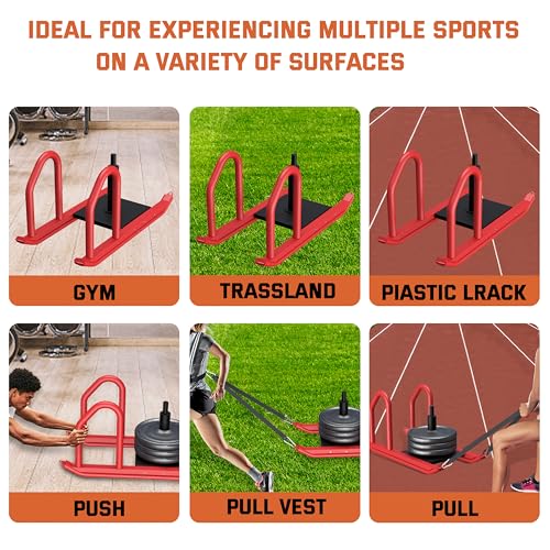 Weight Sled for Training, Heavy Duty 500 LBS Pull Push Sled for Outdoor, Indoor, Football, Durable Steel Weighted Sled, Compatible with 1" & 2" Weight Plate, Frame with Adjustable Reflective Stripe Vest