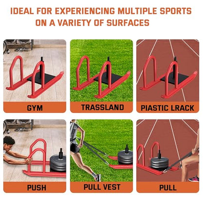 Weight Sled for Training, Heavy Duty 500 LBS Pull Push Sled for Outdoor, Indoor, Football, Durable Steel Weighted Sled, Compatible with 1" & 2" Weight Plate, Frame with Adjustable Reflective Stripe Vest