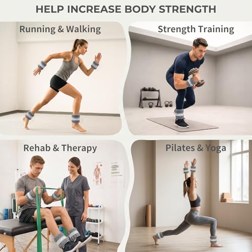 Adjustable Ankle Weights for Women Men A Pair of 1-3/4/5/6/8/10/20LBS - color: Grey