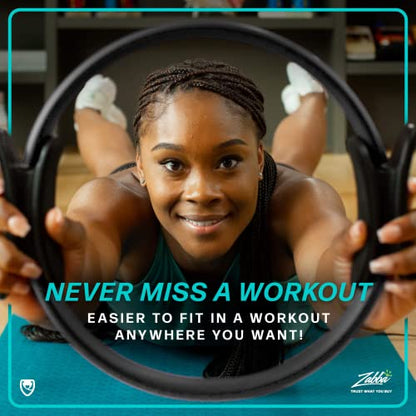 Pilates Ring - 12" Magic Circle w/Dual Grip, Foam Pads for Inner Thigh Workout, Toning, Fitness & Pelvic Floor Exercise - Yoga Rings w/Bonus Exercise Guide - color: Teal