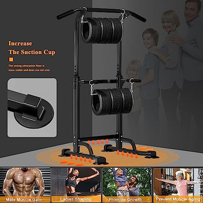 DlandHome Power Tower Pull Up Dip Station Multi-Function Fitness Equipment for Strength Training Adjustable Height Dip Stand for Home Gym