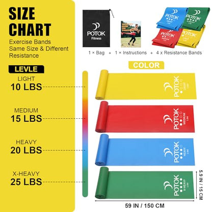 Resistance Exercise Band Kit,4 Pack Resistance Bands for Women or Men,Physiotherapy Recovery Fitness Band for Mobility Strength & Rehab Premium Quality