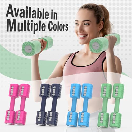 EAST MOUNT Adjustable Weight Dumbbells Set of 2, 8 in 1 Hand Weights for Women 2lb/3lb/4lb/5lb/6lb Dumbbell Weights Set 12 lbs/Pair Hand Weights for Home Office Gym Workout