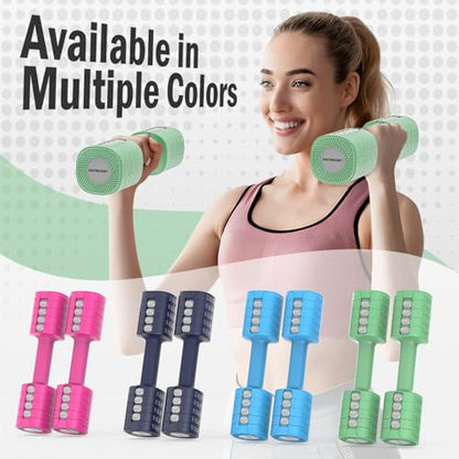 EAST MOUNT Adjustable Weight Dumbbells Set of 2, 8 in 1 Hand Weights for Women 2lb/3lb/4lb/5lb/6lb Dumbbell Weights Set 12 lbs/Pair Hand Weights for Home Office Gym Workout