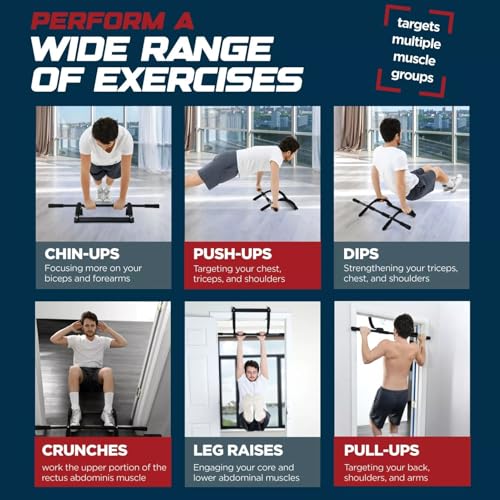 Pull Up Trainer Bar – Door Frame Pullup Bar, Indoor Body Workout Equipment | Hangable Fitness Bar with No Screws, Strength Training Tool for Home Gym, Upper Body Exercise Door Mount Bar