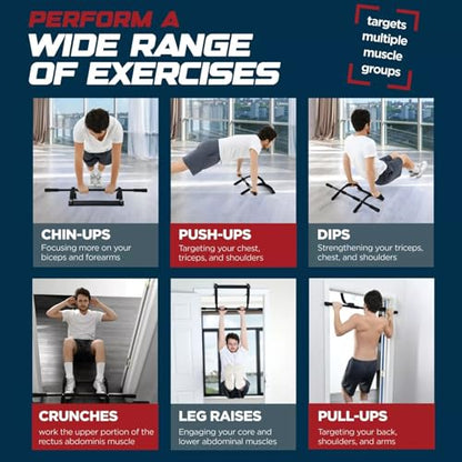 Pull Up Trainer Bar – Door Frame Pullup Bar, Indoor Body Workout Equipment | Hangable Fitness Bar with No Screws, Strength Training Tool for Home Gym, Upper Body Exercise Door Mount Bar