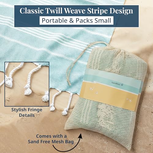 LANE LINEN Beach Blanket Sand Free, Picnic & Oversized Beach Towel - Aqua - color: 05: Aqua, size: Beach Blanket (82" x 82")