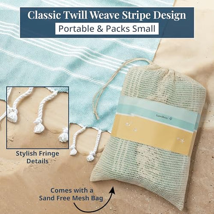 LANE LINEN Beach Blanket Sand Free, Picnic & Oversized Beach Towel - Aqua - color: 05: Aqua, size: Beach Blanket (82" x 82")