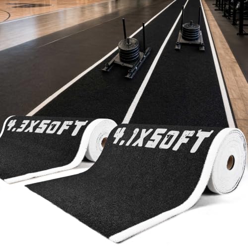Yescom 8FTx50FT Indoor Dual-Track Gym Turf Runway for Sled HIFT Training - size: 0.6"H-8'x50'Elite(400Sq.Ft)
