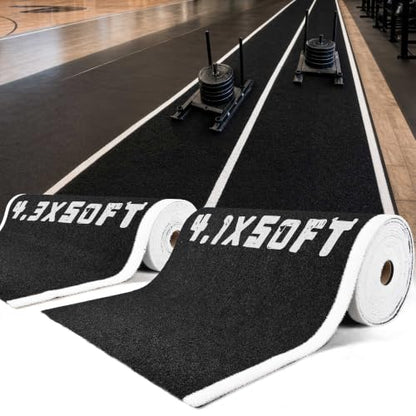 Yescom 8FTx50FT Indoor Dual-Track Gym Turf Runway for Sled HIFT Training - size: 0.6"H-8'x50'Elite(400Sq.Ft)