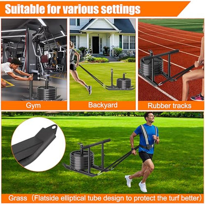 Weight Sled for Training - Heavy Duty Football Sled for Lineman, Sled Pull Workouts, Speed & Strength Training, Football Blocking Sled, Running Sled for Athletes, Outdoor & Indoor Use