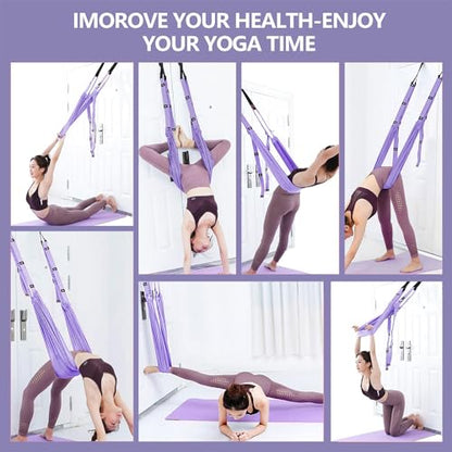 Leg Stretcher Strap, Adjustable Door Flexibility Trainer - color: Purple