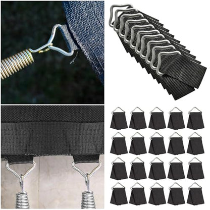 20 Pack Trampoline Triangles Buckle Replacement Stainless Steel Triangle Ring with Sewing Straps Connector for Outdoor Trampoline Springs Indoor Fitness Rebounder Trampoline Mat Round Frame