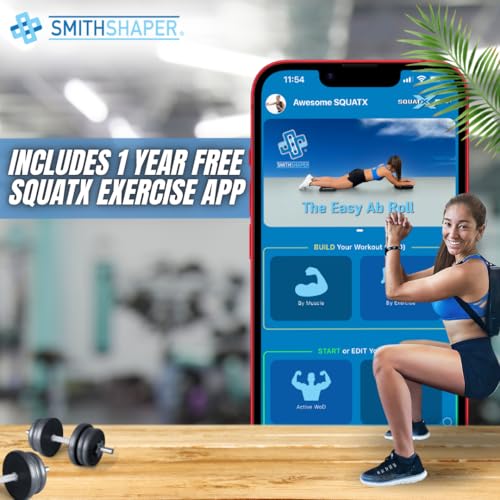 SmithShaper® PRO Ab Squat Roller | Full Body Workout | Get Fit - 25 Exercises! Ab Rollouts, Squats, Plank Walks, Core Strengthening & More | 1 yr. Free SQUATX Exercise App