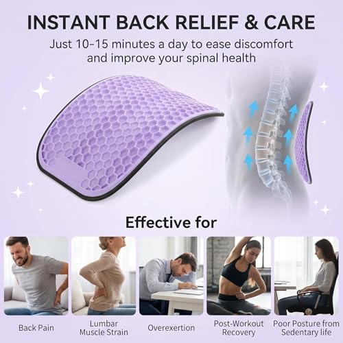 Back Stretcher for Spinal Decompression, Adjustable Lumbar Support Board, 360° Multi-Angle Support, PP+TPR, Extra-Wide, Supports up to 330 lbs