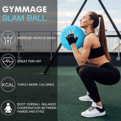 GYMMAGE Slam Ball, Weighted Ball for Exercise, 10, 15, 20, 25, 30, 40, 50lbs Exercise Slam Medicine Ball for Strength and Crossfit & Conditioning Training Home Gym Workout, with Easy-Grip Surface