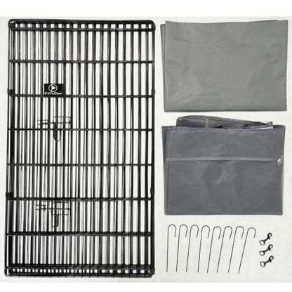 PJYuCien Puppy Playpen with Top Cover & Bottom Pad, 8 Panels 42" H, Gray - color: Gray, size: Large Pen: 42-Inch High