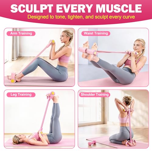 Foot Pedal Resistance Bands with Handles, 6-Tube Multifunction Exercise Bands, Durable Home Gym Fitness Equipment for Women & Men