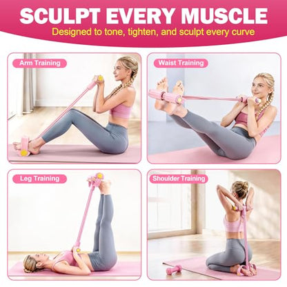 Foot Pedal Resistance Bands with Handles, 6-Tube Multifunction Exercise Bands, Durable Home Gym Fitness Equipment for Women & Men