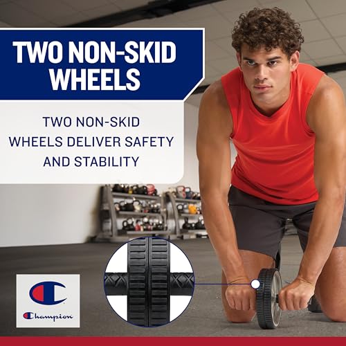 Champion Ab Roller Wheel (Grey/Black), Ab Wheel with Dual Non-Skid Wheels, Exercise Roller for Core Workout, Abs Workout Equipment for Home Gym Strength Training and Core Stability